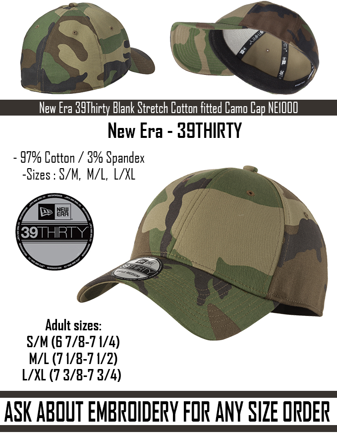 New Era 39Thirty Blank Stretch Cotton fitted CAMO Hat/Cap NE1000 -Free Shipping | eBay